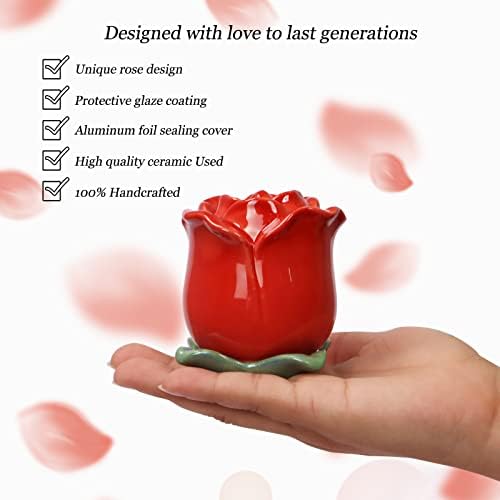 Small Rose Urn for Ashes - Ceramic Keepsake Urn