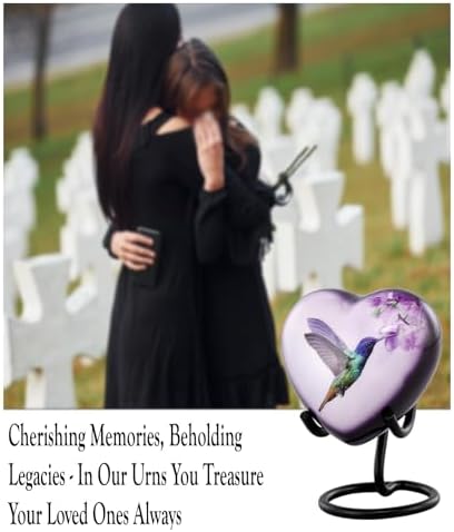 Hummingbird Heart Urn for Ashes Hand Painted Keepsake