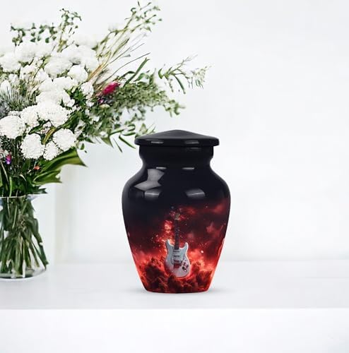 Guitar Decorative Urn for Human Ashes Black 3 Inch