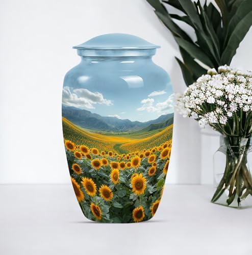 Sunflower Design Decorative Urn for Adult Male Ashes