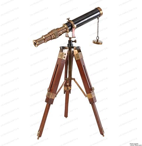 Vintage Brass Wood Telescope - 9 Inch Functional Marine Spyglass