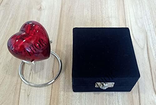 Red Printed Small Urns for Human Ashes with Stand and Box