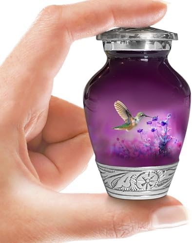 Purple Hummingbird Keepsake Urn for Adult Ashes