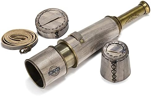 Brass Telescope with Leather Cover and 10X Magnification