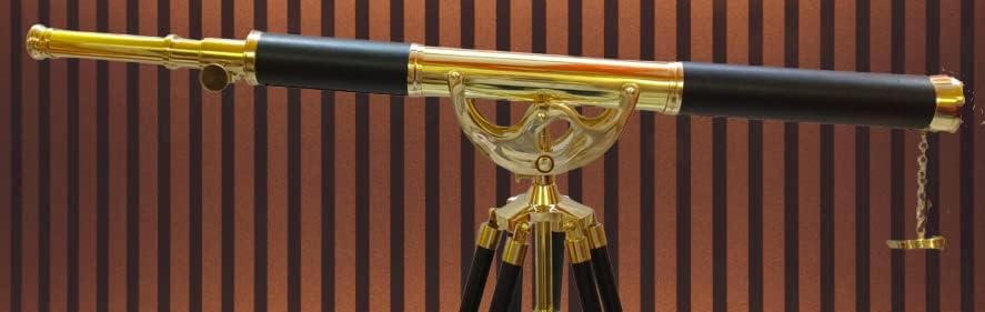 Vintage Marine Brass Telescope With Wooden Tripod 1