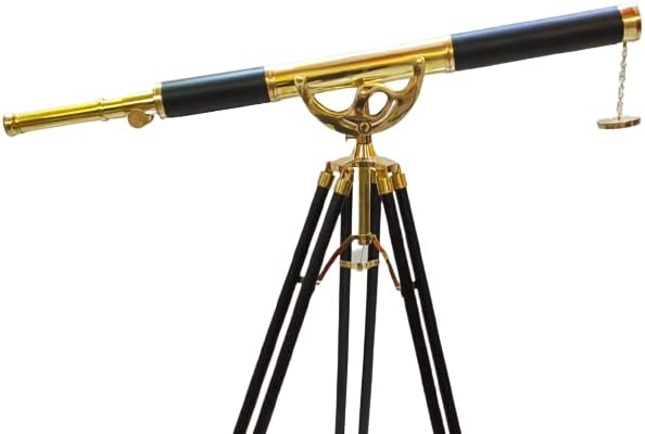 Vintage Marine Brass Telescope With Wooden Tripod 1