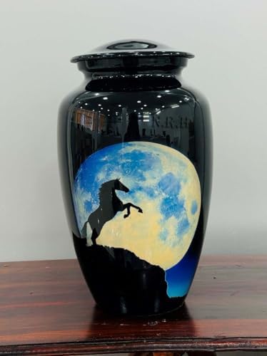A Horse on The Moon Cremation Urn - Black 11 Inch
