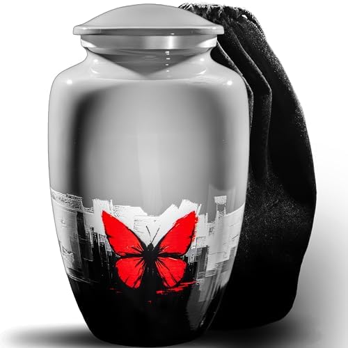 Pearl Grey Butterfly Urn for Human Ashes - Large