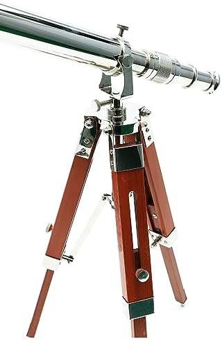 Vintage Brass Telescope with Tripod Stand for Home Decor and Nautical Use