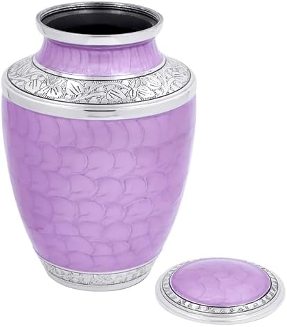 Purple Silver Cremation Urn for Adult 105 Inch Handcrafted