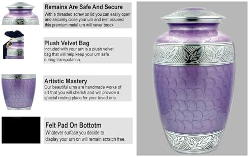 Handcrafted Urn for Ashes - Light Purple Finish