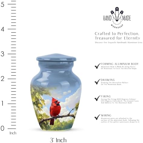 Cardinal Miniature Funeral Urns for Human Ashes - 3 Inch Keepsake Urn
