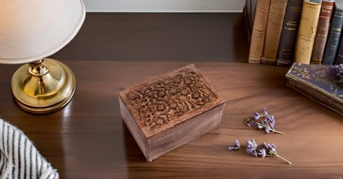 Hand Engraved Wooden Urn Box for Pet Ashes