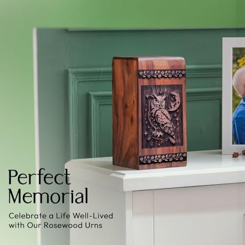 Owl Urn for Human Ashes - 8 Inch Wooden Urn
