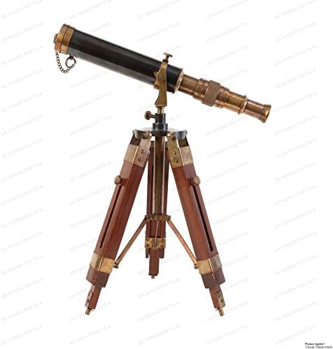 Vintage Brass Wood Telescope - 9 Inch Functional Marine Spyglass