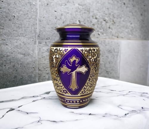 Gold Transcendent Cross Cremation Urn for Adult 10 Inches Tall