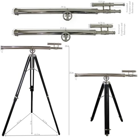 Urban Designs Antiqued Brass 58 Inch Decorative Telescope