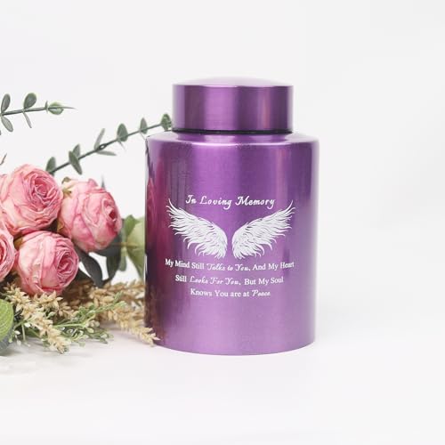6 Inch Stainless Steel Purple Wing Keepsake Urn for Human Ashes