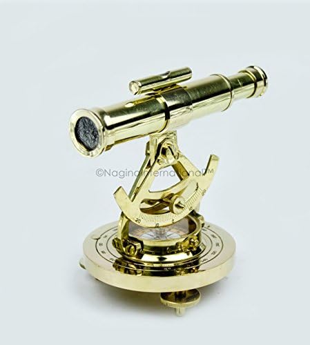 Maritime Polished Brass Telescope Compass with Level Meter Decorative Accent Yellow