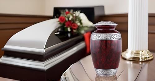 Elegant Adult Cremation Urn Dignity Cherry Red
