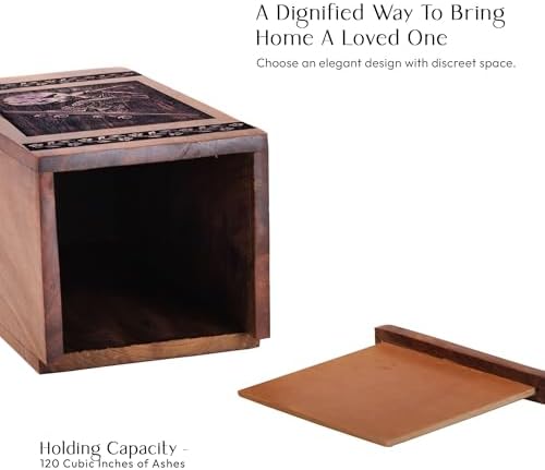 Subsh 8 Inch Black Handmade Wooden Cremation Urn