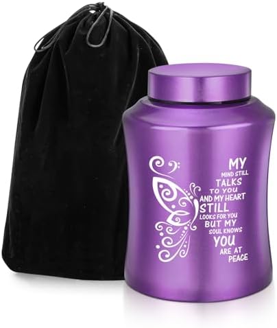 SOITIS Purple Butterfly Stainless Steel Cremation Urn - 827 Inch Memorial Keepsake