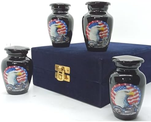 UR Keepsake Urn Set of 4 - US Flag Eagle with Harley Davidson Design