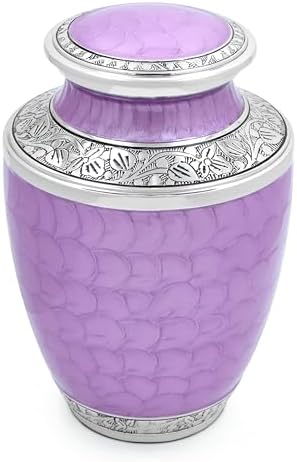 Purple Silver Cremation Urn for Adult 105 Inch Handcrafted