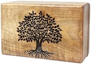 Handcrafted Wooden Cremation Urn with Tree of Life Design
