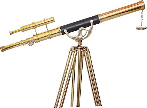 Vintage Maritime Anchor-Master Brass Telescope Floor Standing Decor