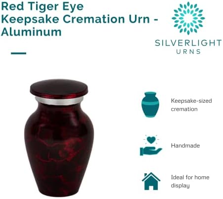 Red Tiger Eye Keepsake Cremation Urn Aluminum 3 Inches