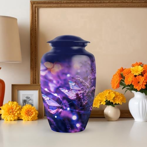 Purple Butterfly Urns For Human Ashes 10 Inch