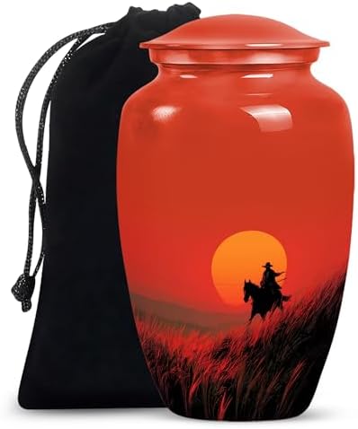 Sunset Cowboy Urn for Ashes - 10 Inch Adult Male