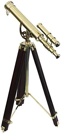 Vintage Double Barrel Brass Telescope Nautical Floor Standing Decor