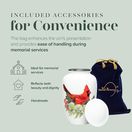 Eternal Harmony Large Cremation Urn with Velvet Bag