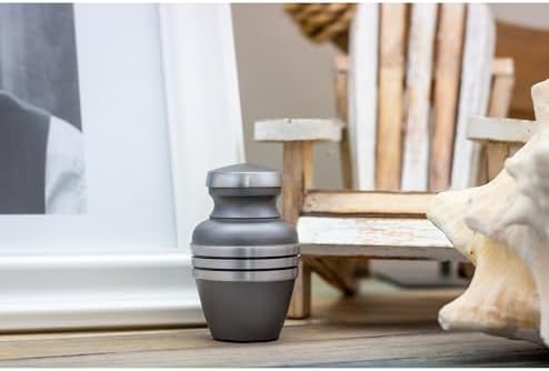 Pewter Small Urn for Human or Pet Ashes - Keepsake Urn with Velvet Bag