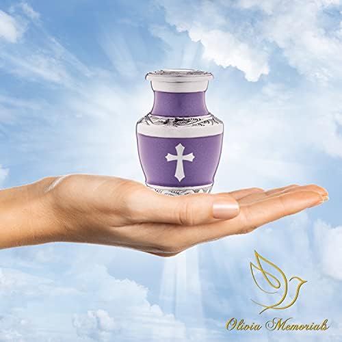 4 Purple Urns for Ashes Set - Cremation Keepsakes with Velvet Box