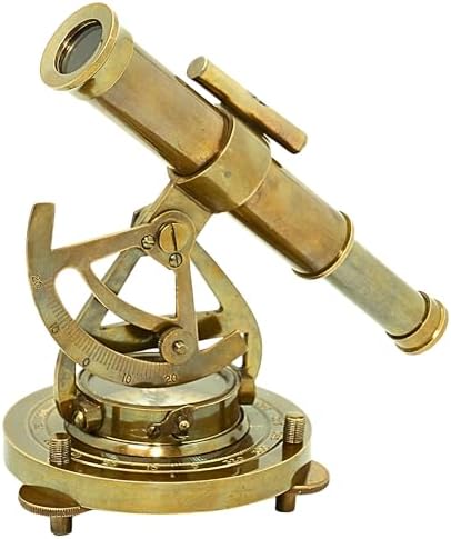 Antique Brass Alidade Compass with Telescope Decor