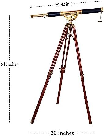 Vintage Nautical Brass Telescope with Black Leather Cover