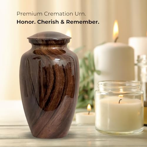 Brazilian Rosewood Cremation Urn for Human Ashes - Aluminum Urn with Polished Finish