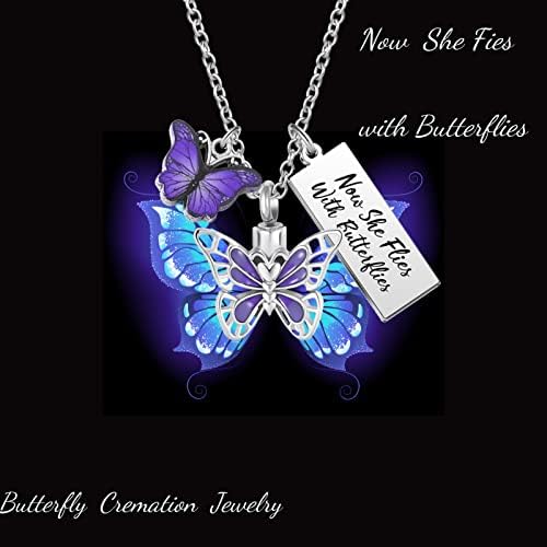 Butterfly Cremation Urn Necklace for Ashes