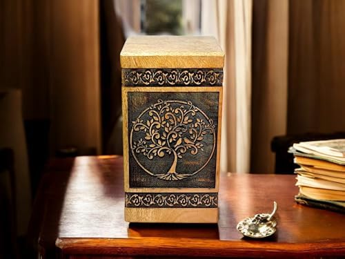 Handcrafted Wooden Cremation Urn with Celtic Cross Design