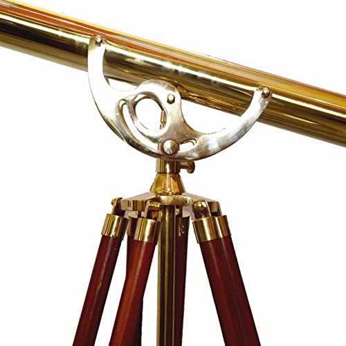Vintage Anchor Master Telescope Floor Stand 62 Inch Brass Wood