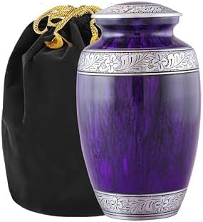 Elegant Purple Cremation Urn for Human Ashes Large Adult Memorial Urn