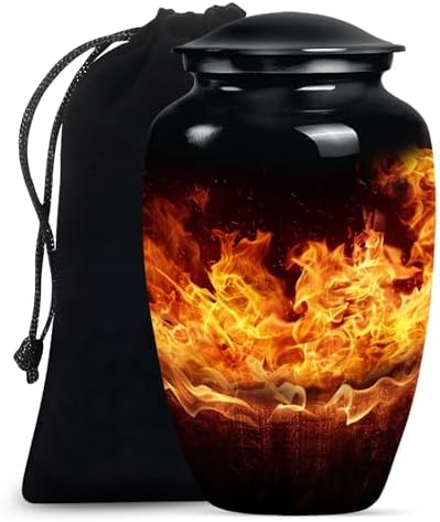 Fire Urn for Human Ashes - Black Velvet Bag