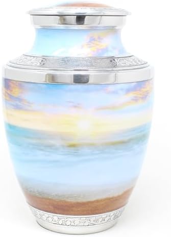 Beach Waves and Sunset Decorative Cremation Urn for Human Ashes - Large