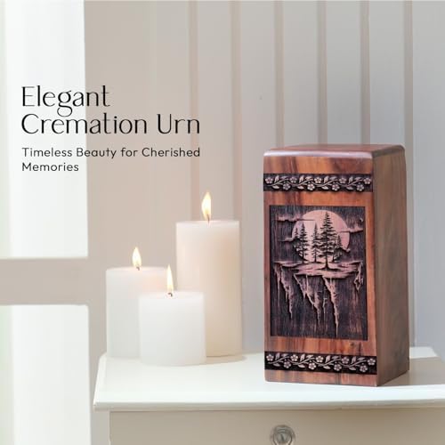 JAGASY 10 Inch Wooden Cremation Urn for Ashes