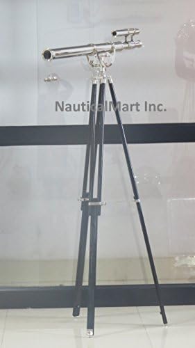 Nauticalmart Floor Standing Chrome Double Barrel Telescope 62 Inch