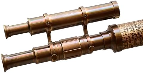 Vintage Double Barrel Telescope Spyglass with Brass and Teak