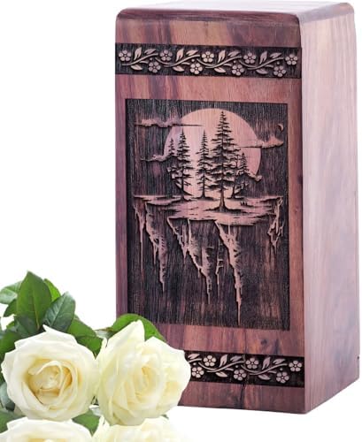 JAGASY 10 Inch Wooden Cremation Urn for Ashes